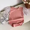 Mameluco de Manga Corta para Bebé Falda de Tul Floral Mono de Princesa para Niña Mameluco Triangular Ins Estilo Coreano Delgado Ropa de Verano