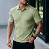 Comércio Exterior Transfronteiriço Europeu e Americano Primavera e Outono Camisa Polo Listrada Tricotada com Gola de Botão Top Camiseta Masculina de Manga Curta