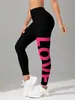 Leggings Personalizados para Mujer con Impresión Offset Leggings de Fitness Amor Madre e Hija en Inglés Pantalones de Yoga para Mujer