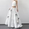 Falda Lazo Estilo Hepburn Estilo Francés Verano para Mujer Talle Alto A-Line Falda Pontón Adelgazante Falda Paraguas Grande