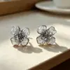 Pendientes de Trébol de Cuatro Hojas de Cristal, Dulces y Versátiles, Pendientes Elegantes para Mujer, Gama Alta, Exquisitos, Pendientes de Aguja de Plata de Nicho