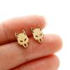 Mini brincos de cabeça de lobo cross-border nova série animal personalizada quatro cores aço inoxidável vintage senhoras brincos atacado