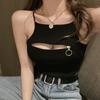 Vestido de Verano con Cremallera Sexy y Discreta en el Pecho y Tirantes 2024 Nueva Prenda Exterior Chaleco Delgado Versátil para Mujer