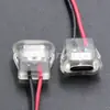 Conector tipo C de 2 pines transparente para pegar con cables rojo y negro para cargar, puerto de carga interno para iluminación y dispositivos digitales