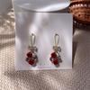 Pendientes de plata 925 con forma de estrella de Internet, con lazo de terciopelo rojo, para novia, con perlas, para mujer.