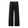 Jeans Decorados con Botones para Hombre, Pantalones Rectos Holgados, Estilo Callejero Retro Americano, Pantalones Largos de Pierna Ancha de Color Sólido