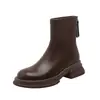 Botines Chelsea de suela gruesa para mujer 2024 Nuevos elásticos estilo británico Botas Martin populares en línea populares cremallera trasera botines finos
