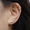 Europeo y Americano Transfronterizo Oro de 18K Micropavé Zircón Simple Recortado Clip para Oreja Perforada Estilo Lujo Silencioso Clip para Hueso de la Oreja Diamante Completo Hebilla para Oreja