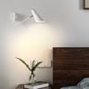 Lámpara de Pared Dormitorio Lámpara de Mesita de Noche Creativa Nórdica con Interruptor Lámpara de Pared para Escritorio Protección Ocular Lujo Ligero Brazo Oscilante Giratorio Lámpara de Pared Blanca