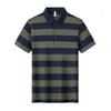 Camisa Polo de Verano Algodón Seda Hielo Rayas Manga Corta Hombre Verano Suave Elástica Casual de Negocios Ropa de Trabajo Mujer Venta al por Mayor