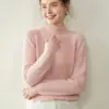 Top Térmico de Punto de Cachemira Baicai Rong para Mujer, Suéter de Punto Trenzado de Cuello Semi Alto, Patrón Retorcido Holgado, Grueso, Casual, Cálido