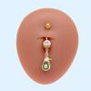 Gaibei Europeo y Americano transfronterizo fruta colgante cabeza anillo para el ombligo con colgante de circonita incrustada piercing uña para el ombligo diamante completo decoración para el ombligo
