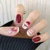 24 piezas de uñas postizas con temática navideña, con un diseño de copo de nieve francés verde, para una fácil aplicación y un look moderno, adecuadas tanto para el mercado europeo como para el americano