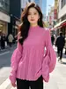Suministro Directo de Fábrica Otoño e Invierno 2024 Estilo Ins Nuevo Elegante Top de Princesa con Pliegues Mangas Abullonadas Talla Grande Camiseta Holgada