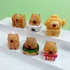 Tarjeta creativa de dibujos animados tridimensional cuero juego de comida DIY casa de muñecas hecha a mano llavero colgante adornos para coche accesorios de resina