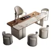 Mesa de chá e cadeiras de ardósia, conjunto de mesa de jantar para apartamento pequeno, mesa de chá de peça dupla de madeira maciça minimalista moderna para sala de estar e escritório integrados