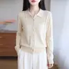 Colección nueva otoño/invierno 2026 transfronteriza: Cárdigan de lana de punto fino con cuello alto, de manga larga, para mujer, con diseño calado, color liso y corte holgado