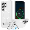 Capa de telefone magnética com carregamento sem fio, PC espessado de 2,8 mm, resistente a quedas, TPU de alta qualidade, adequada para telefones Samsung, com um suporte embutido