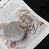 2026 Disco Redondo Acrílico Completamente con Diamantes Bolso Pequeño Cruzado Bolsa de Montaña Debajo de Pino Bolsa Kasle para Mujer