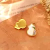 Nuevos Pendientes de Nácar Natural Estilo Antiguo Chinoiserie Aguja de Plata S925 Pendientes de Calabaza con Circonita Pendientes Exquisitos Simples Elegantes para Mujer
