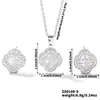 Colar Brincos Trevo de Quatro Folhas Microincrustados Conjunto de Duas Peças Feminino Luxo Leve Design de Nicho Senso de Alto Padrão Influenciador Digital Elegante Conjunto de Joias
