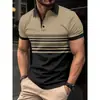 Moda Masculina Impresión 3D Manga Corta Solapa Verano Diario, Nueva Camisa Polo de Negocios Manga Corta Casual para Hombre