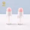 Tubo de Brillo Labial Mini Gorra Redonda 4.5ml Cabezal de Pincel Grande Labial de Arcilla Material de Empaque de Plástico Botella de Maquillaje Líquido Botella Vacía