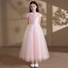 Vestido formal para meninas 2026 novo estilo rosa tule longo anfitriã simples Natal feriado apresentação roupa cross-border dropshipping