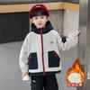 Jaqueta de Veludo para Meninos Ollie Velvet Outono e Inverno Tendência Roupa de Inverno para Meninos Pequenos Roupas Infantis Jaqueta Grossa com Capuz para Bebê