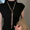 Collar de perlas largas irregulares, estilo francés, ligero, de lujo, elegante, de lana, con cadena, sencillo, de alta gama, al por mayor, para mujer.