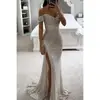 Vestido con abertura para fiestas, escote Bardot, nueva moda casual transfronteriza INS para mujer 2026 vestido de lentejuelas