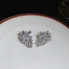 Aretes de Plata Aguja Diamante Hojas Moda Elegantes Versátiles Pendientes Nicho Personalizado para Mujer Lujo Ligero Sensación de Gama Alta