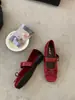 []2026 Outono Novo Suede Francês Bico Redondo Salto Baixo Laço Sapatos Femininos de Tira Única