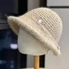 Sombrero de Pescador de Hilo de Punto con Borde Enrollado para Mujer Otoño Invierno Cálido Estilo Japonés Versátil Cubre Rostro Sombrero Cubeta Protección contra el Frío de Invierno