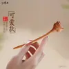 Pinza para el pelo simple de madera de melocotonero natural real con diseño de gato lindo para el uso diario de mujeres, un gran regalo