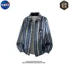 Camisa Masculina Listrada com Lapela NASA Marca Design de Alta Qualidade Moda Casual de Outono Versátil Solta