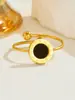 Anillo Abierto de Acero Inoxidable con Carcasa de Acero Inoxidable con Números Romanos, Anillos de Borla Versátiles de Acero de Titanio Electrochapado de Alta Gama en Varios Estilos