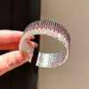 Pulseira Aberta Redonda Bordada com Diamantes Estilo Europeu e Americano Arco-Íris Estrelado, Pulseira de Luxo Leve de Alta Qualidade, Joia de Mão Personalizada Exagerada e Resistente