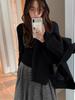 Bajo Irregular Curvo Otoño e Invierno 2026 Estilo Perezoso Suéter de Punto para Mujer Top Corto de Lana con Capucha