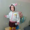 Cárdigan de Dibujos Animados para Niños, Top Cálido, Estilo Otoño/Invierno, Estilo Coreano, Chaqueta con Capucha de Forro Polar de Pequeño Monstruo para Bebé/Niño Pequeño, Elegante