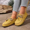 Zapatos Planos de Moda Retro con Cordones para Tallas Grandes para Mujer, Zapatos Casuales de Estilo Bohemio con Cordones y Perlas