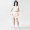 Conjunto de top de yoga de malla corto que revela la cintura y falda deportiva plisada, adelgazante y transpirable, conjunto de dos piezas para fitness y tenis