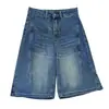 Shorts de Mezclilla Azules de Pierna Ancha para Mujer, Moda Verano 2026, Cintura Alta, Línea A Adelgazante, Delgados, Shorts Rectos Sueltos