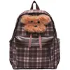 Mochila de Muñeca Perrito de Peluche de Dibujos Animados Linda Nueva para Mujer Viajes de Ocio Transfronterizos Mochila a Cuadros Mochila Escolar para Estudiantes