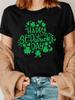 Camiseta Nova Europeia e Americana para o Dia de São Patrício 2025 Casual Lucky Gola Redonda