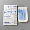 Bolsa de Carta Pastel de Cumpleaños Vajilla Cuchillo y Tenedor Desechables Plato Plato Vela de Cumpleaños Postre de Fiesta Tenedor de Cuchara para Pastel