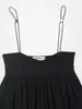 Ropa de Mujer de Venta Caliente de Comercio Exterior de Amazon Transfronterizo, Estilo Dulce y Fresco, Camisola Negra con Tirantes Finos, Blusa con Dobladillo Floral Plisado