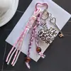 Llavero de Corazón de Cuero con Estampado de Leopardo Retro Personalizado Miu para Mujer, Accesorios de Joyería para Bolso, Colgante para Llaves