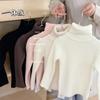[En Stock] Suéter Infantil 2025 Invierno Nuevo Estilo Todo en Uno Terciopelo Cuello Alto Camiseta Base para Niños y Niñas Heattech