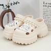 Zapatos de Madera con Cadena de Diamantes de Oso Plateados, de Moda, Versátiles, para Aumentar la Altura 10cm, para Mujer, Sandalias de Suela Gruesa Antideslizantes para Exteriores